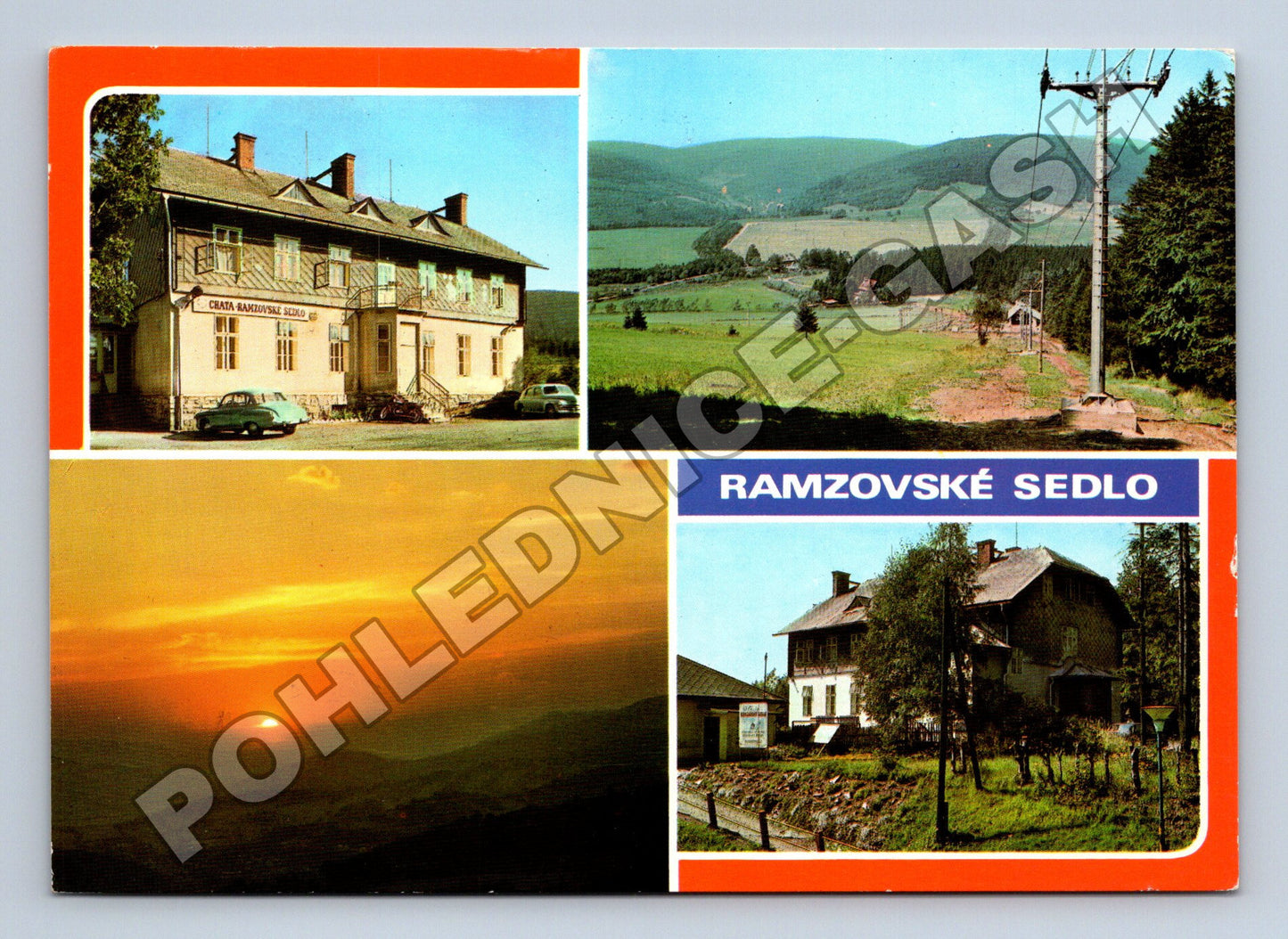 Pohlednice Ramzovské sedlo turistická chata Jeseníky 1982 (M36778)