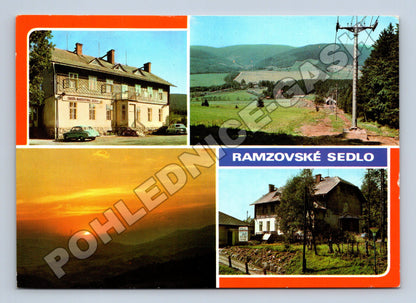 Pohlednice Ramzovské sedlo turistická chata Jeseníky 1982 (M36778)