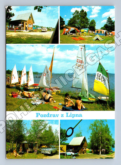 Pohlednice Lipno autokempink plachetnice 1969 (M36781)