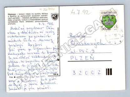 Pohlednice Olomouc koláž městských motivů 1992 (M36784)