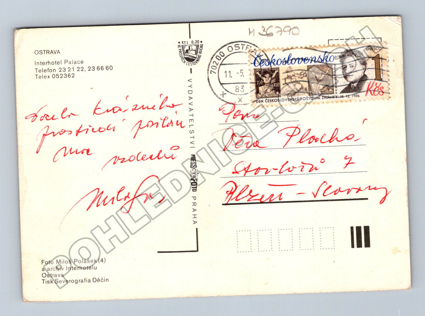 Pohlednice Ostrava Interhotel Palace 1983 (M36790)