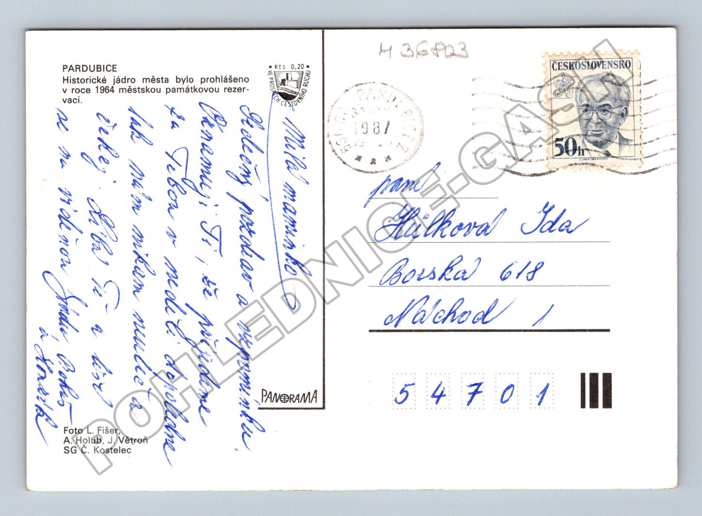 Pohlednice Pardubice různé pohledy 1987 (M36803)