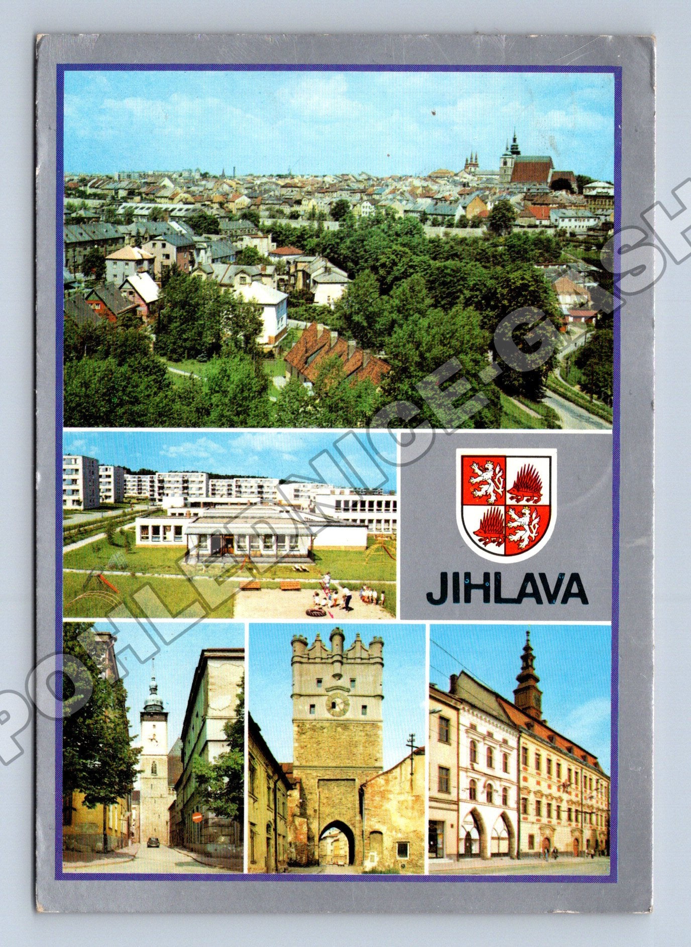 Pohlednice Jihlava koláž památek města 1980 (M36804)