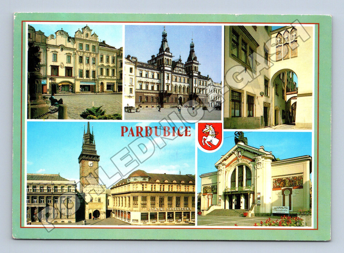 Pohlednice Pardubice koláž památek 1992 (M36814)