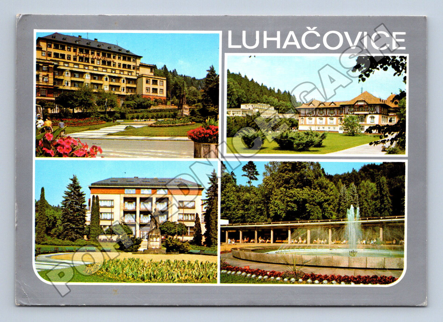 Pohlednice Luhačovice lázeňské budovy fontána (M36828)