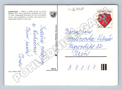 Pohlednice Luhačovice lázeňské budovy fontána (M36828)