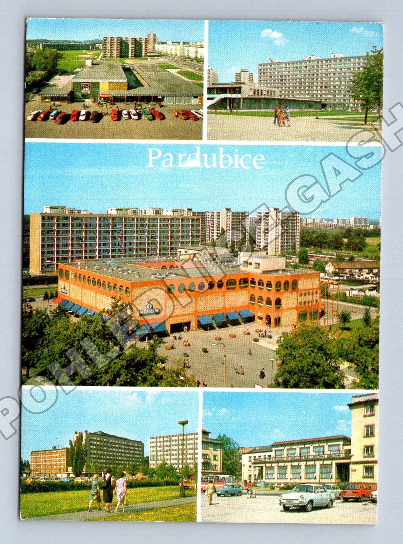 Pohlednice Pardubice koláž moderních budov 1990 (M36830)
