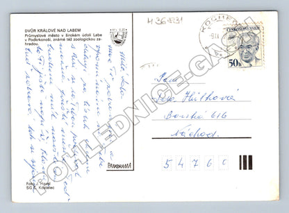 Pohlednice Dvůr Králové nad Labem koláž pohledů 1991 (M36831)