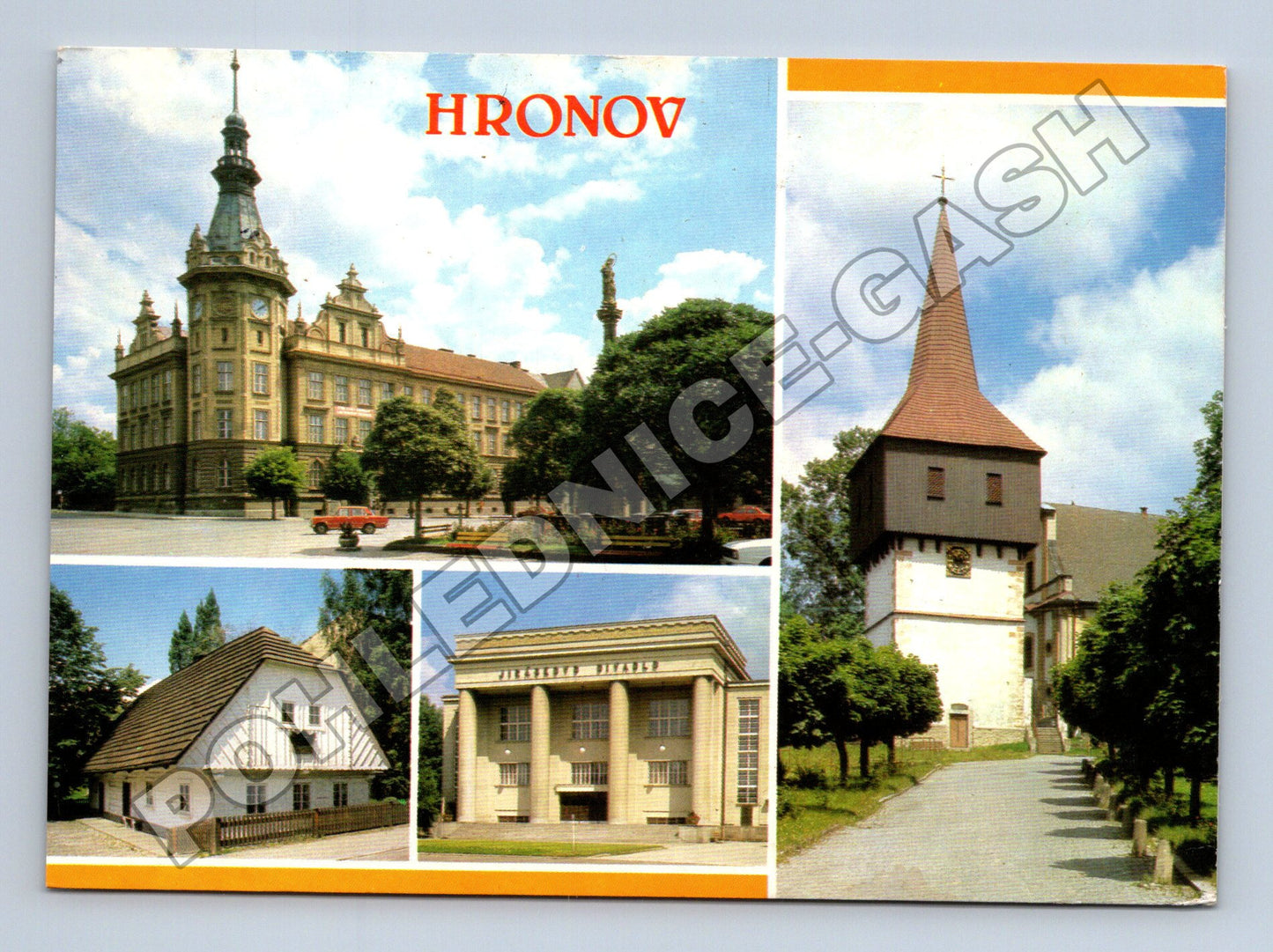 Pohlednice Hronov radnice zvonice divadlo 1967 (M36836)