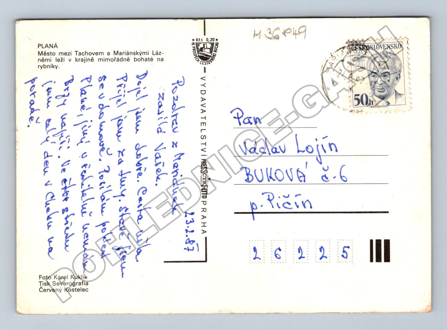 Pohlednice Planá mix motivů 1987 (M36849)