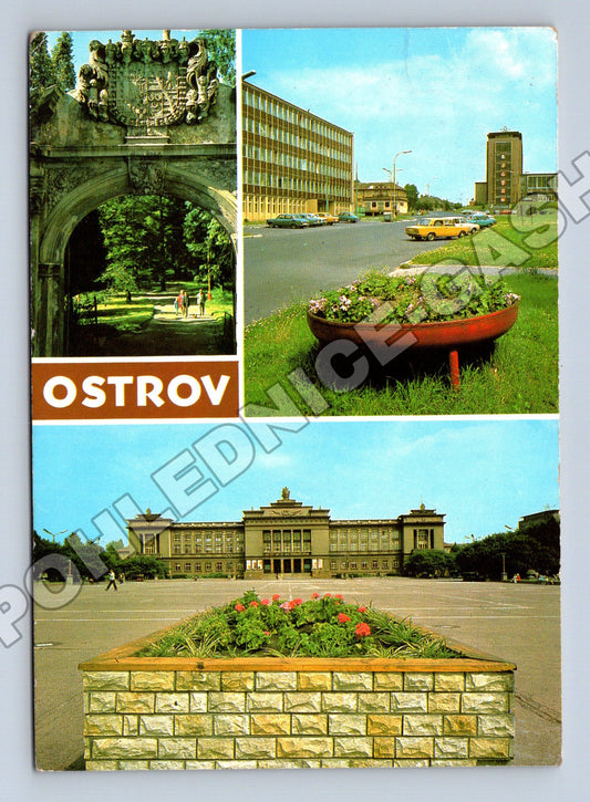 Pohlednice Ostrov koláž městských motivů (M36851)