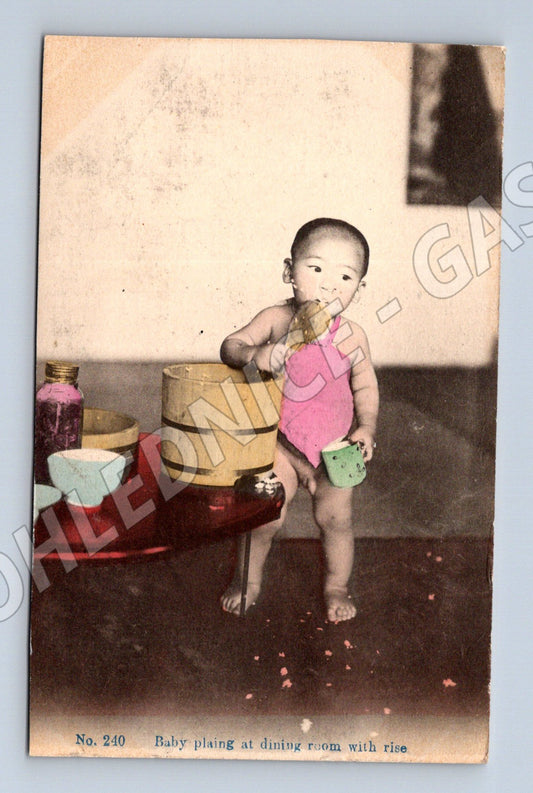 Pohlednice Hongkong dítě s rýží kolor (M3686)