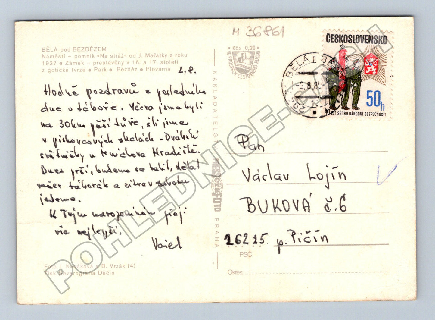 Pohlednice Bělá pod Bezdězem koláž motivů 198x (M36861)