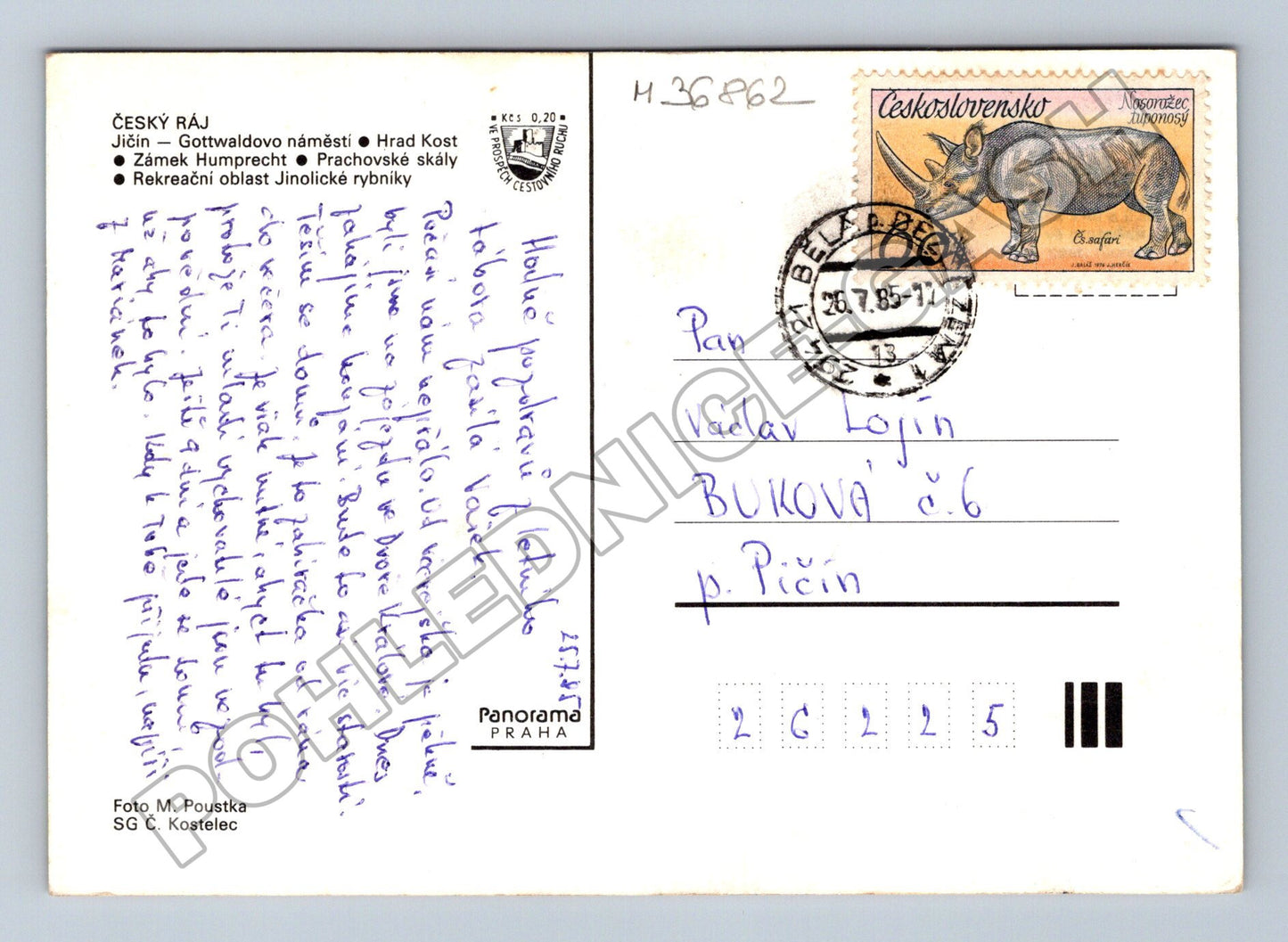 Pohlednice Český ráj Jičín Hrad Kost Prachovské skály 1985 (M36862)