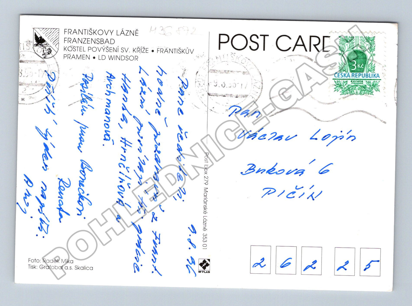 Pohlednice Františkovy Lázně více pohledů 2007 (M36872)