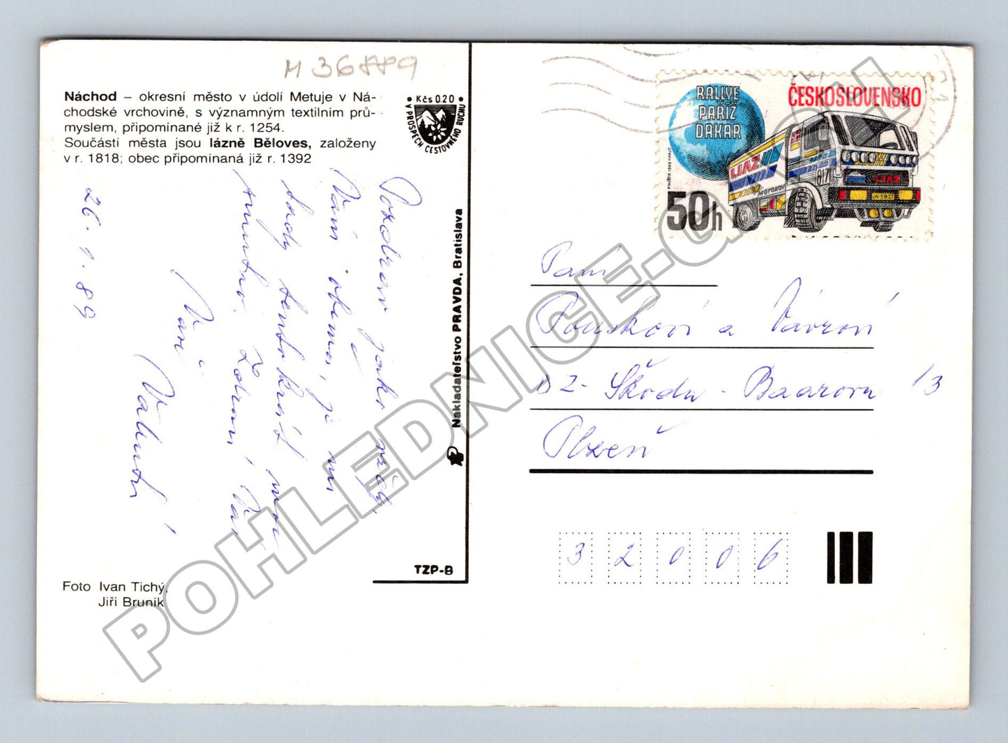 Pohlednice Náchod Běloves koláž 1989 (M36889)