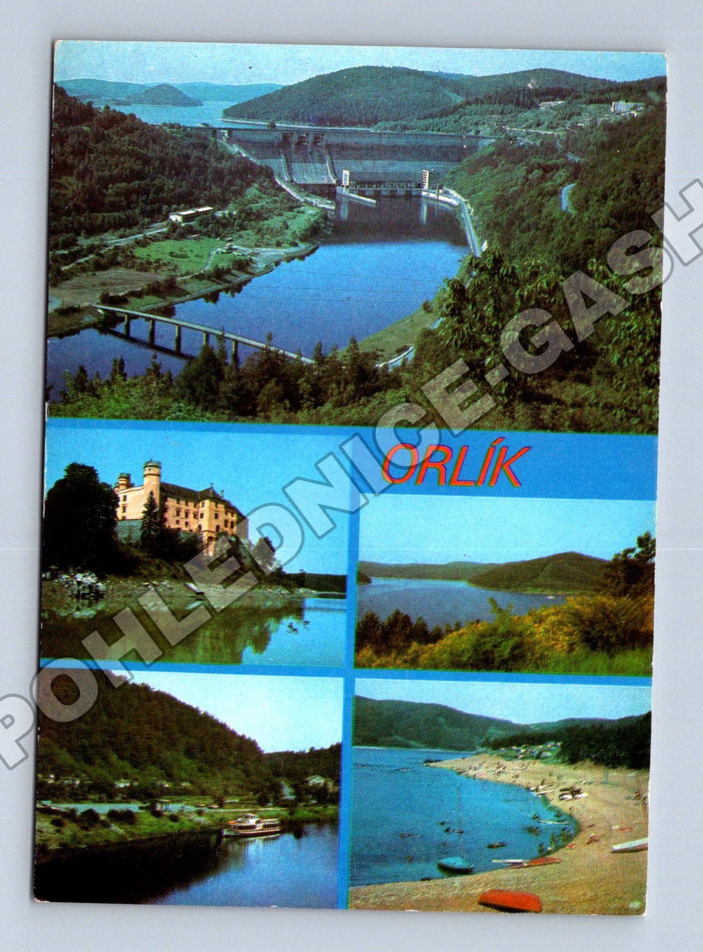 Pohlednice Orlík přehrada a hrad koláž 1972 (M36893)