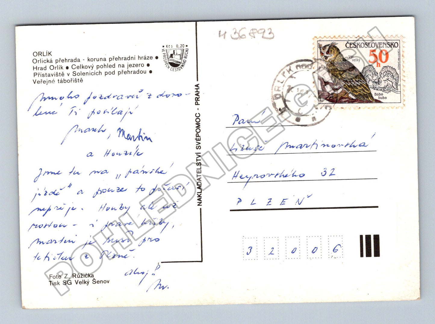 Pohlednice Orlík přehrada a hrad koláž 1972 (M36893)