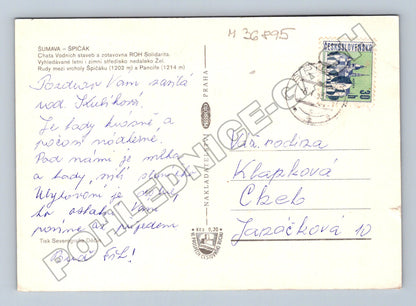 Pohlednice Šumava Špičák chata ROH Solidarita 1970 (M36895)