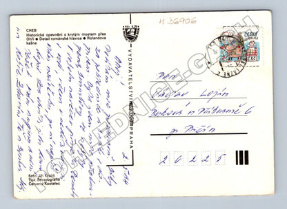 Pohlednice Cheb historické opevnění, Rollandova kašna (M36906)