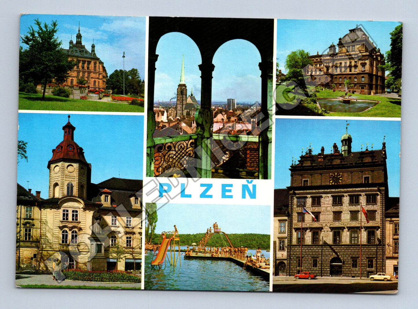 Pohlednice Plzeň koláž motivů 1968 (M36909)