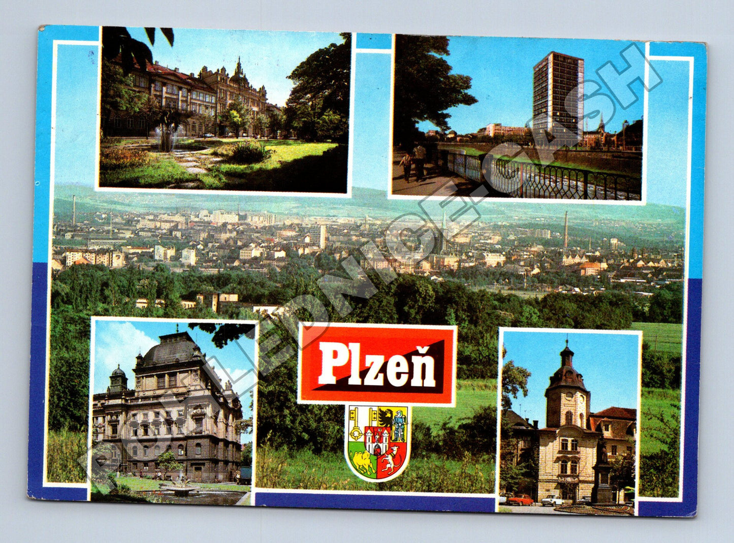 Pohlednice Plzeň koláž motivů 1975 (M36913)