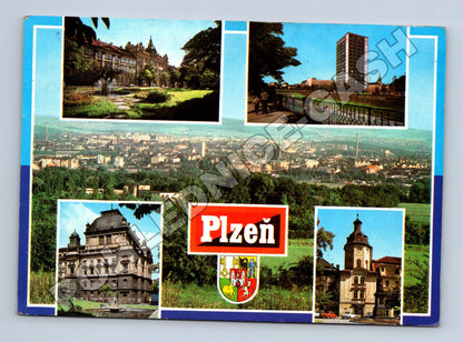 Pohlednice Plzeň koláž motivů 1975 (M36913)
