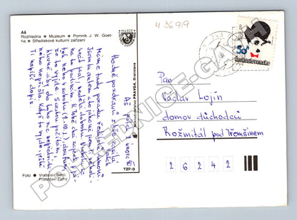 Pohlednice Aš rozhledna a domy 1950 (M36919)