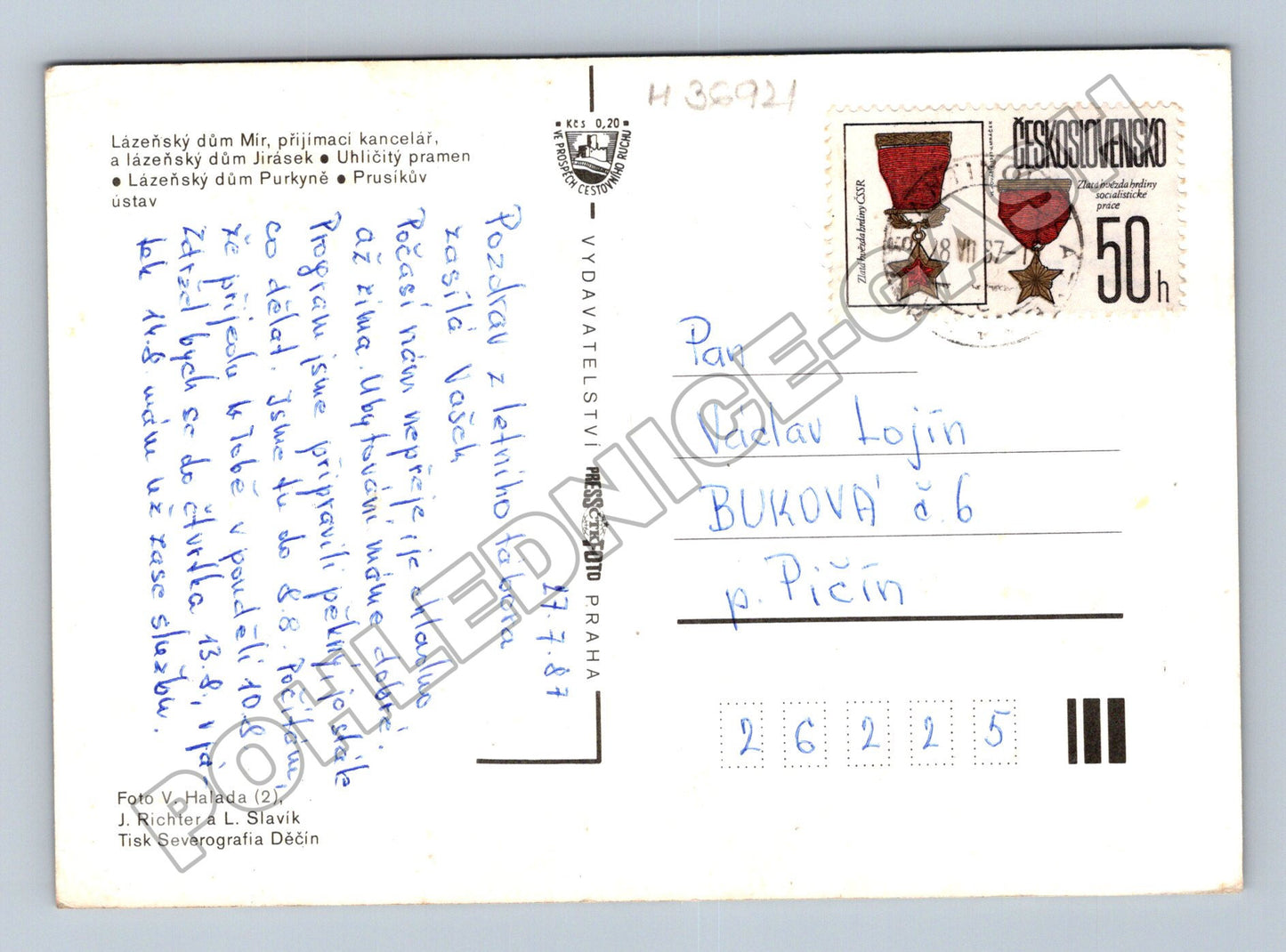 Pohlednice Konstantinovy Lázně různé pohledy 1987 (M36921)