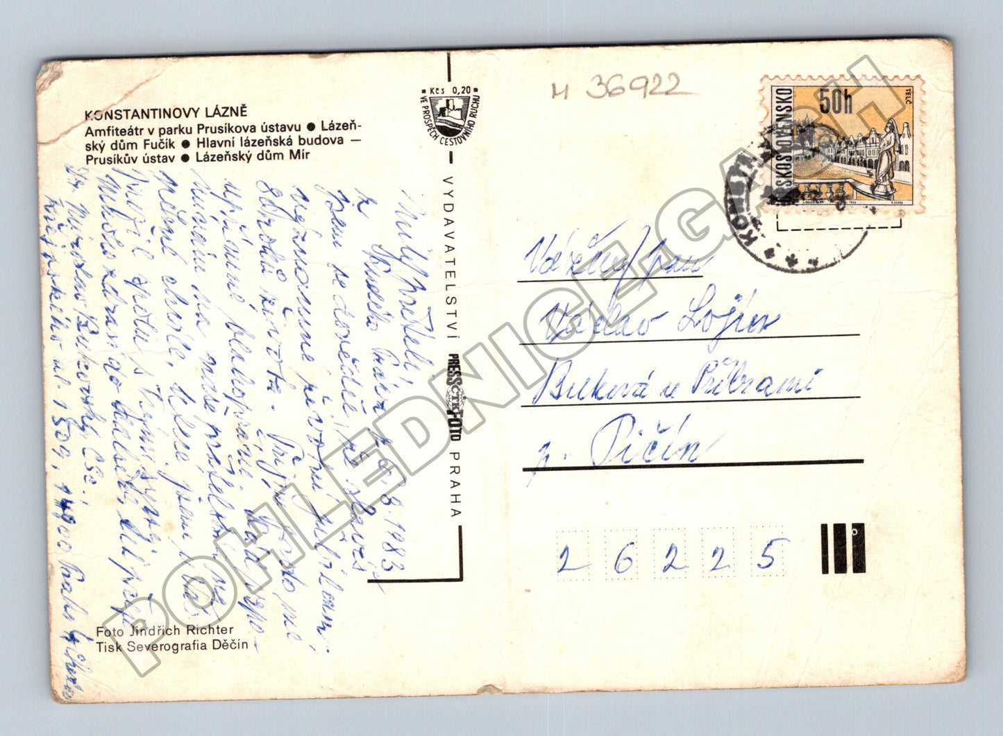 Pohlednice Konstantinovy Lázně lázeňské budovy 1983 (M36922)