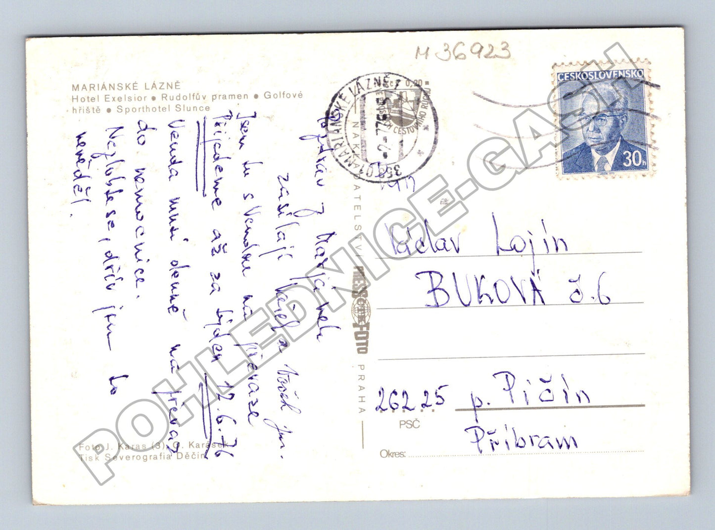Pohlednice Mariánské Lázně koláž 1976 (M36923)