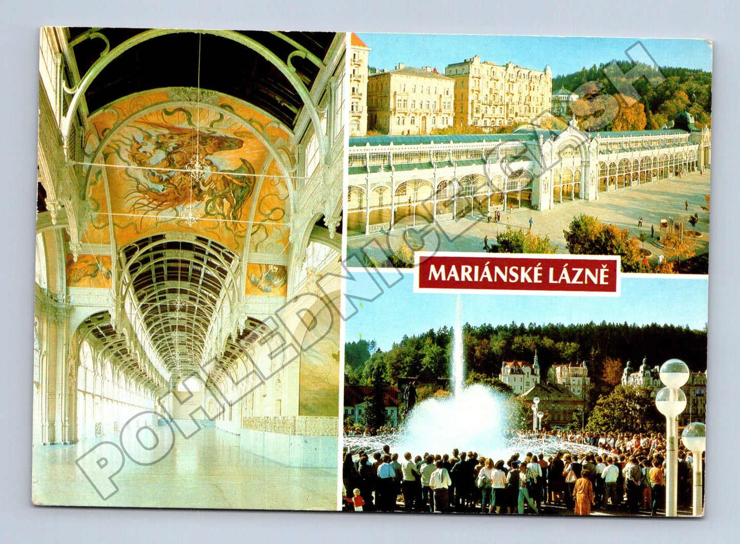 Pohlednice Mariánské Lázně Kolonáda, fontána 1988 (M36932)