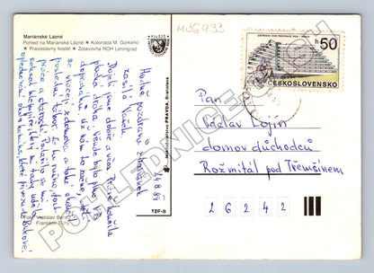 Pohlednice Mariánské Lázně koláž motivů 1989 (M36933)
