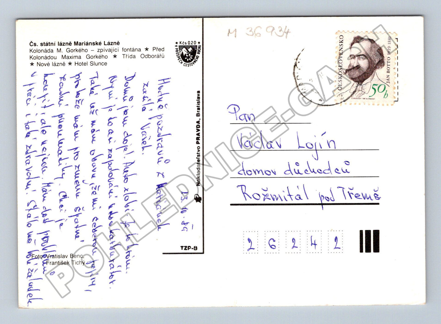 Pohlednice Mariánské Lázně koláž 1986 (M36934)