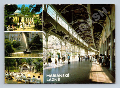 Pohlednice Mariánské Lázně kolonáda a fontána 1986 (M36936)