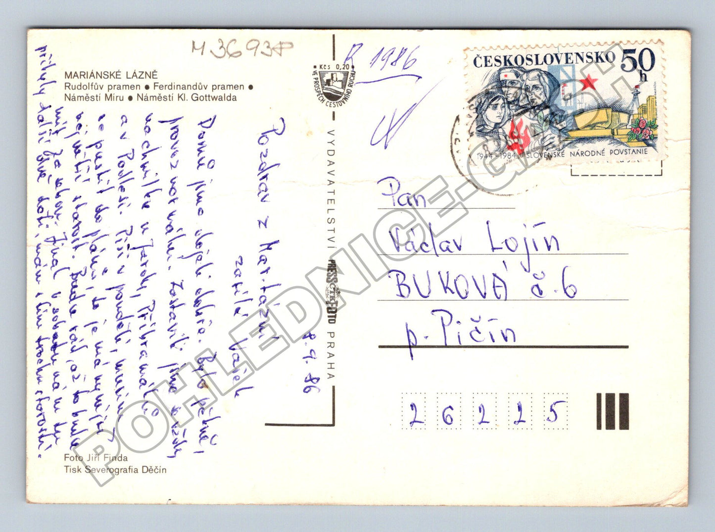 Pohlednice Mariánské Lázně různé pohledy 1986 (M36938)