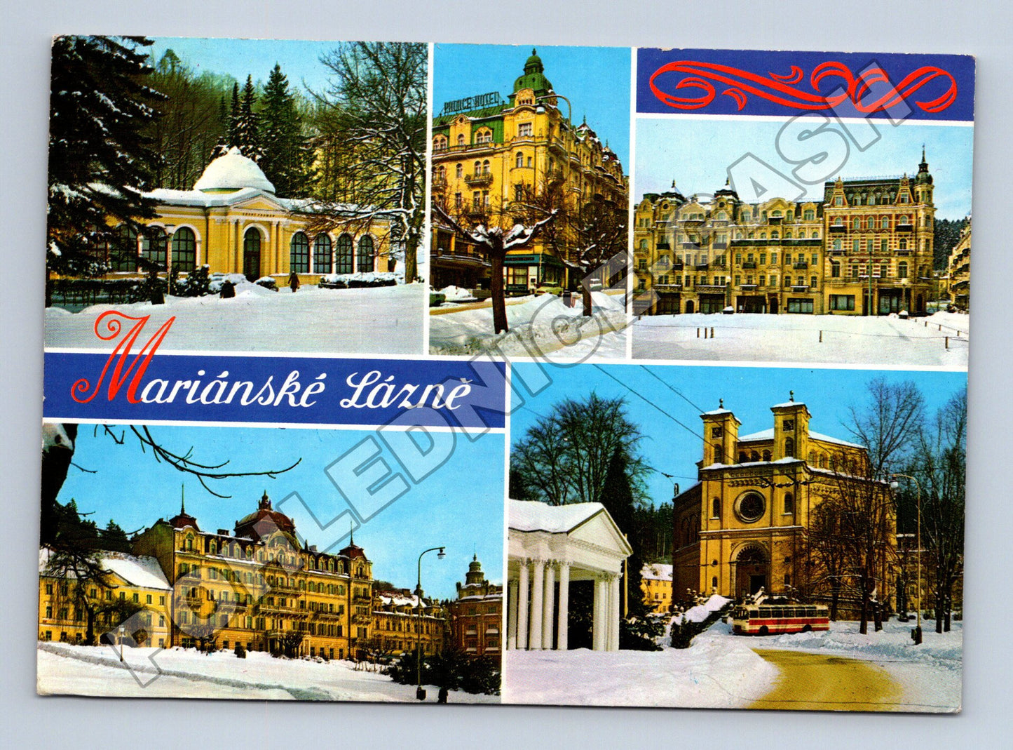 Pohlednice Mariánské Lázně zasněžené památky 1979 (M36939)