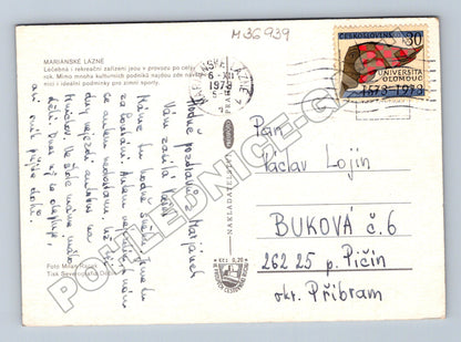 Pohlednice Mariánské Lázně zasněžené památky 1979 (M36939)