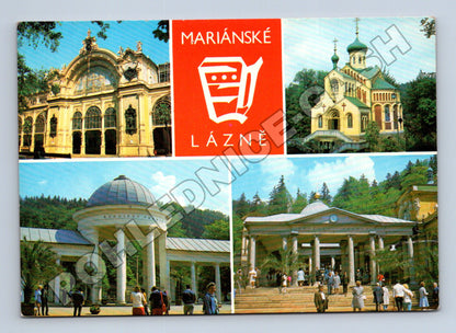 Pohlednice Mariánské Lázně koláž památek 1989 (M36945)