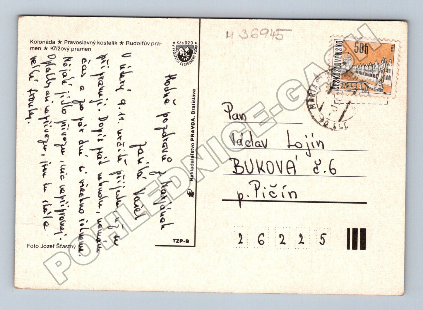 Pohlednice Mariánské Lázně koláž památek 1989 (M36945)