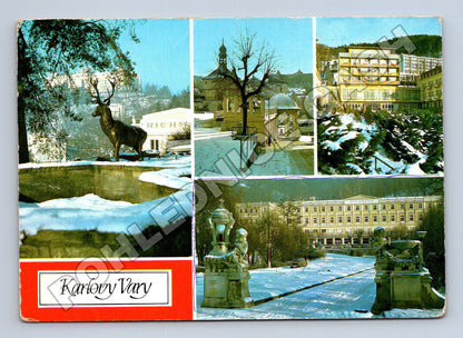 Pohlednice Karlovy Vary multi-view sanatoria 1983 (M36951)