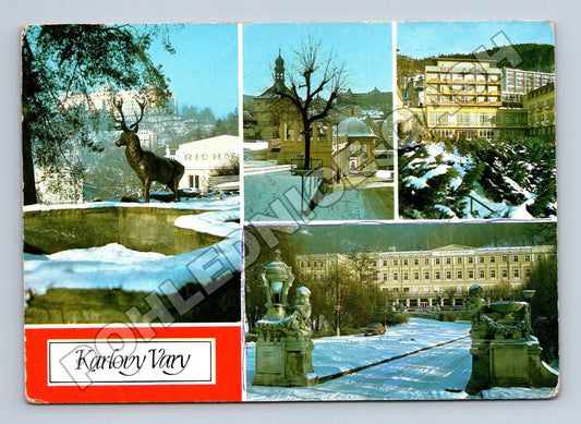 Pohlednice Karlovy Vary multi-view sanatoria 1983 (M36951)