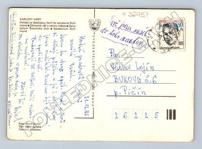 Pohlednice Karlovy Vary multi-view sanatoria 1983 (M36951)