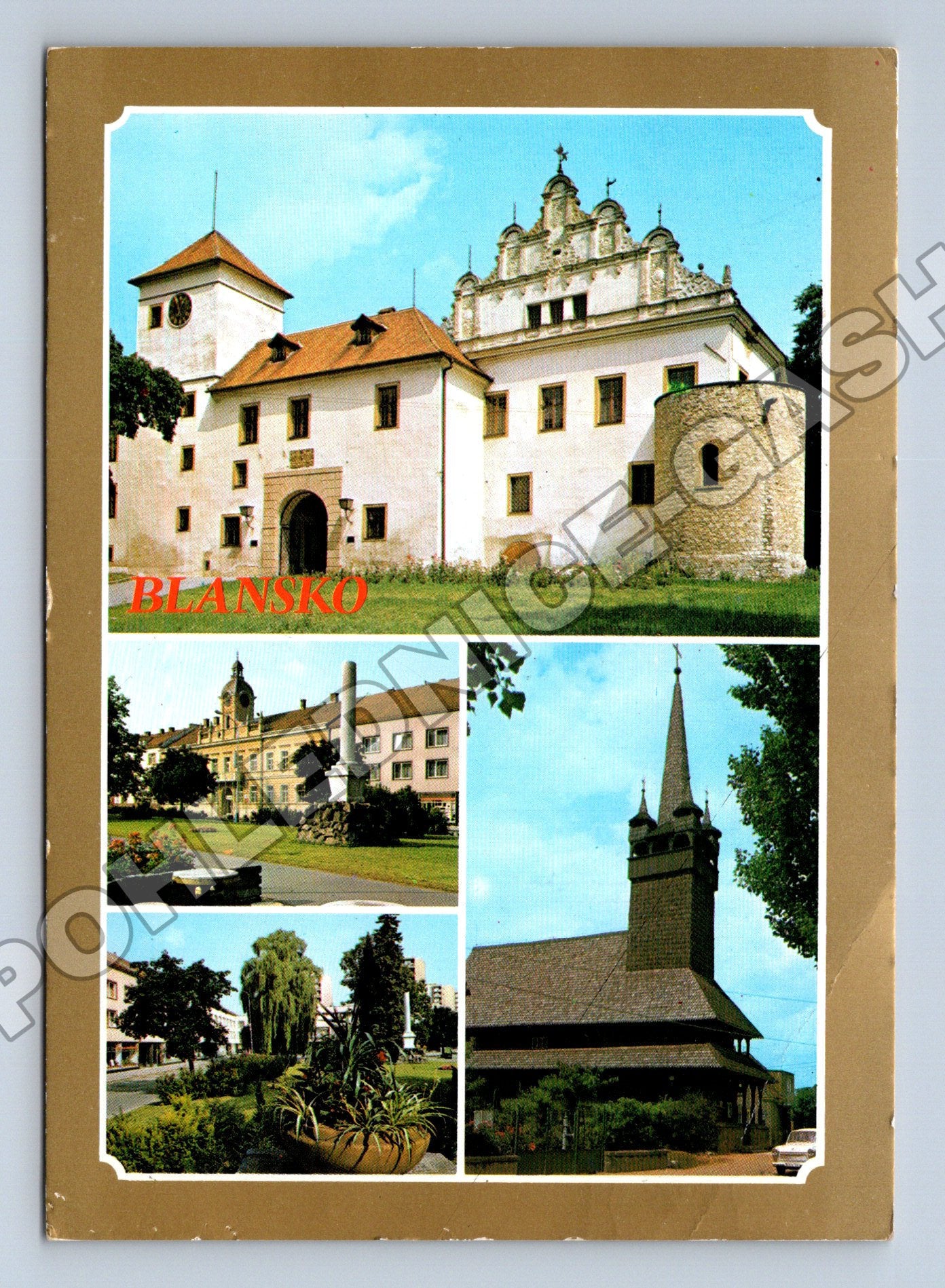 Pohlednice Blansko pohled na město koláž 1986 (M36956)