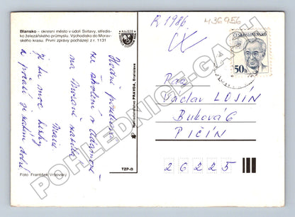 Pohlednice Blansko pohled na město koláž 1986 (M36956)