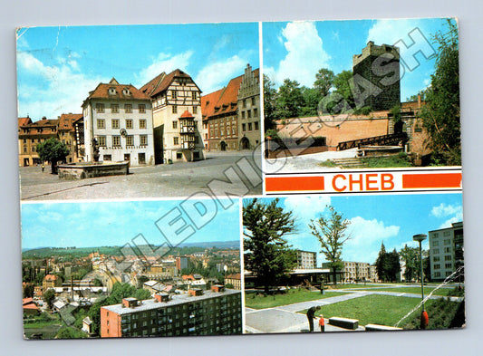 Pohlednice Cheb Špalíček Černá věž sídliště 1985 (M36964)