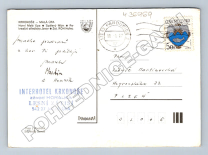 Pohlednice Malá Úpa Krkonoše zimní motiv 1967 (M36969)
