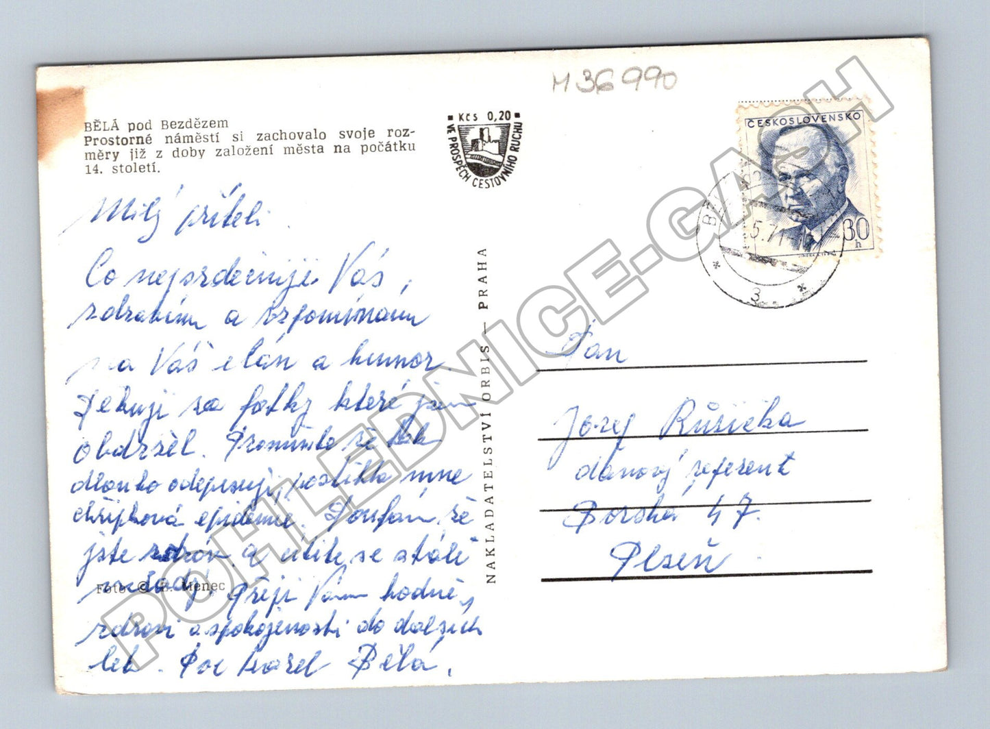 Pohlednice Bělá pod Bezdězem náměstí 1930 (M36990)