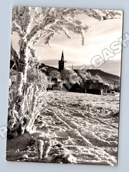 Pohlednice Zimní krajina s kostelem 1974 (M36995)