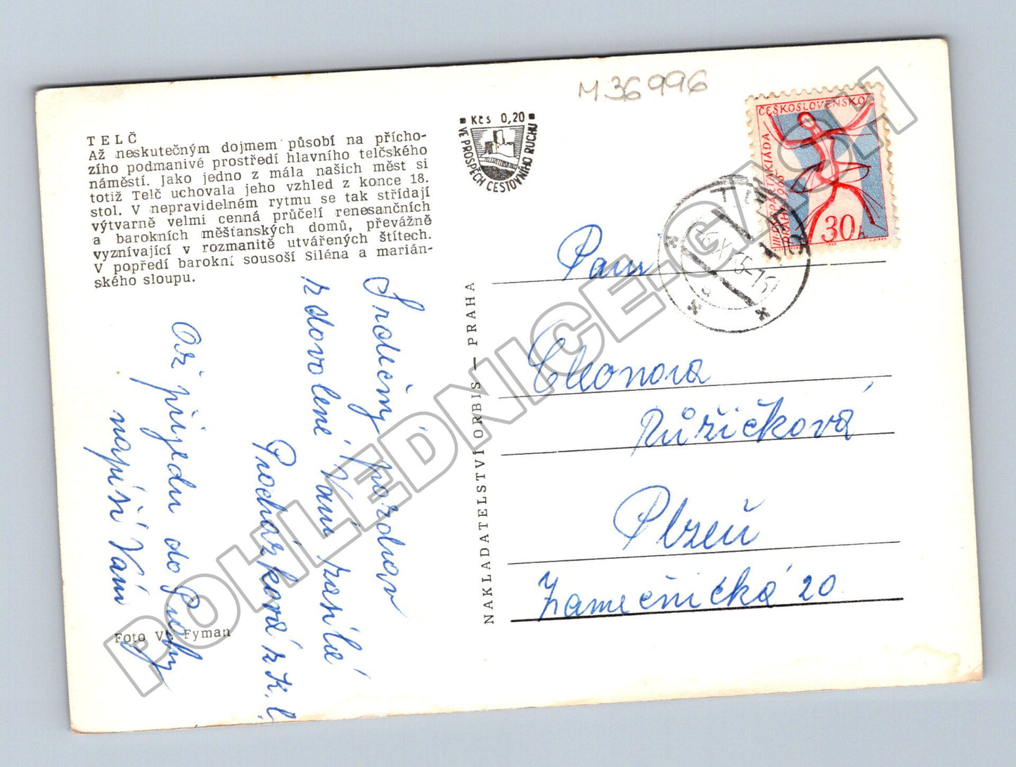 Pohlednice Telč náměstí 1945 (M36996)